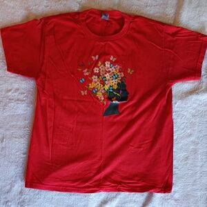 Custom Pressed- Gildan Red Kids T-Shirt with Floral Graphic